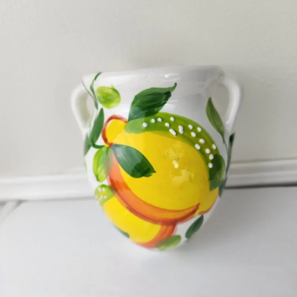 M.G. Arroyo Spain Lemons Dual Handle Wall Pocket Planter 5
